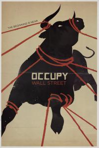 roped bull with text Occupy Wall Street