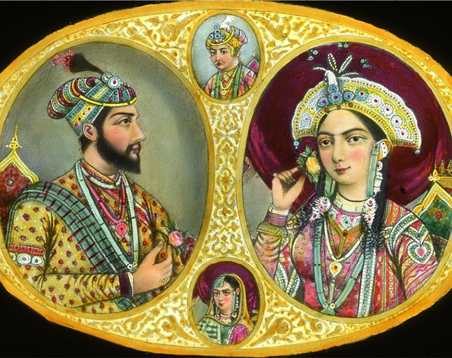 colorfully painted images of a man and a woman