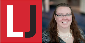 The Library Journal logo next to a photo of Rachel Vacek