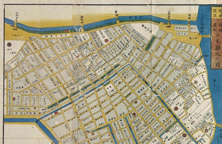 Portion of a map of neighborhood in mid-19th century Tokyo